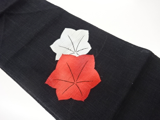 紗紬紙布紅葉模様織出し名古屋帯